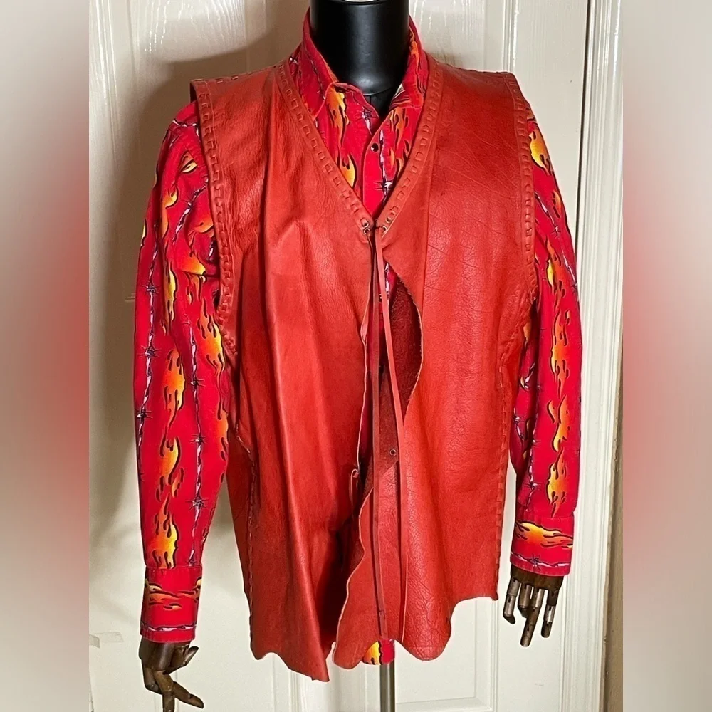 VTG PANHANDLE SLIM Brooks & Dunn Flames Barbed Wire guy fieri Western Shirt L‍﻿﻿ - Picture 5 of 9